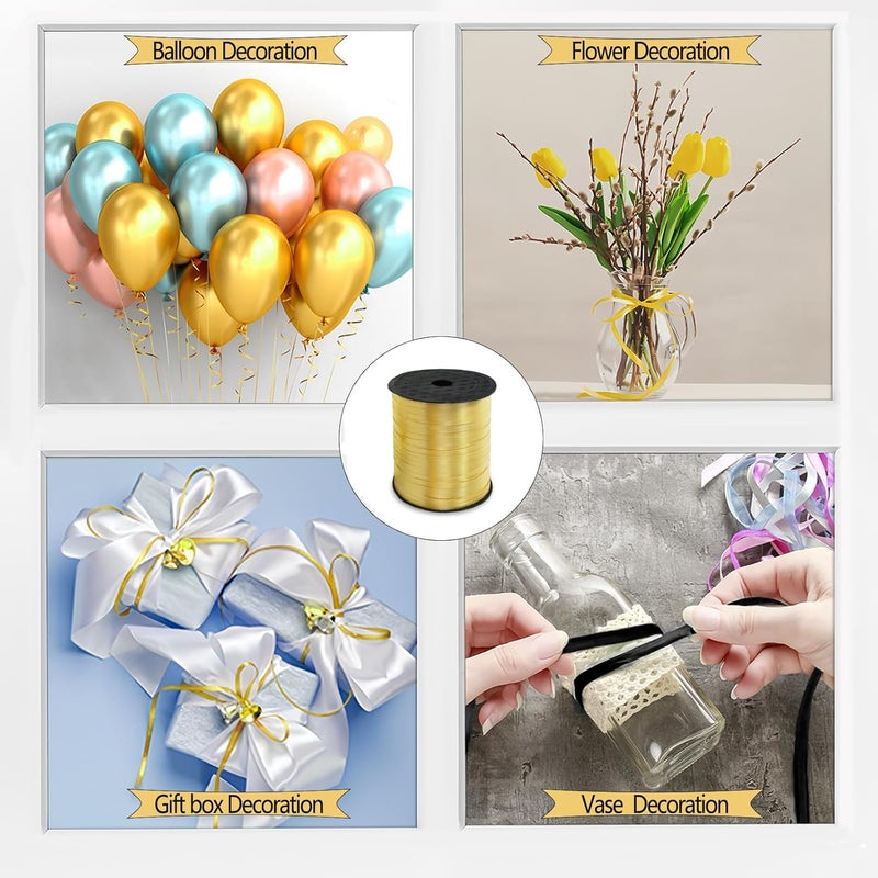 YCDMLJC Gold Curling Ribbon,500 Yards Ribbons for Crafts,1/5 Inch Ribbon,Balloon String, Party Decoration,Ribbons for Florist Flower Bows for Graduation Supplies - Image 4